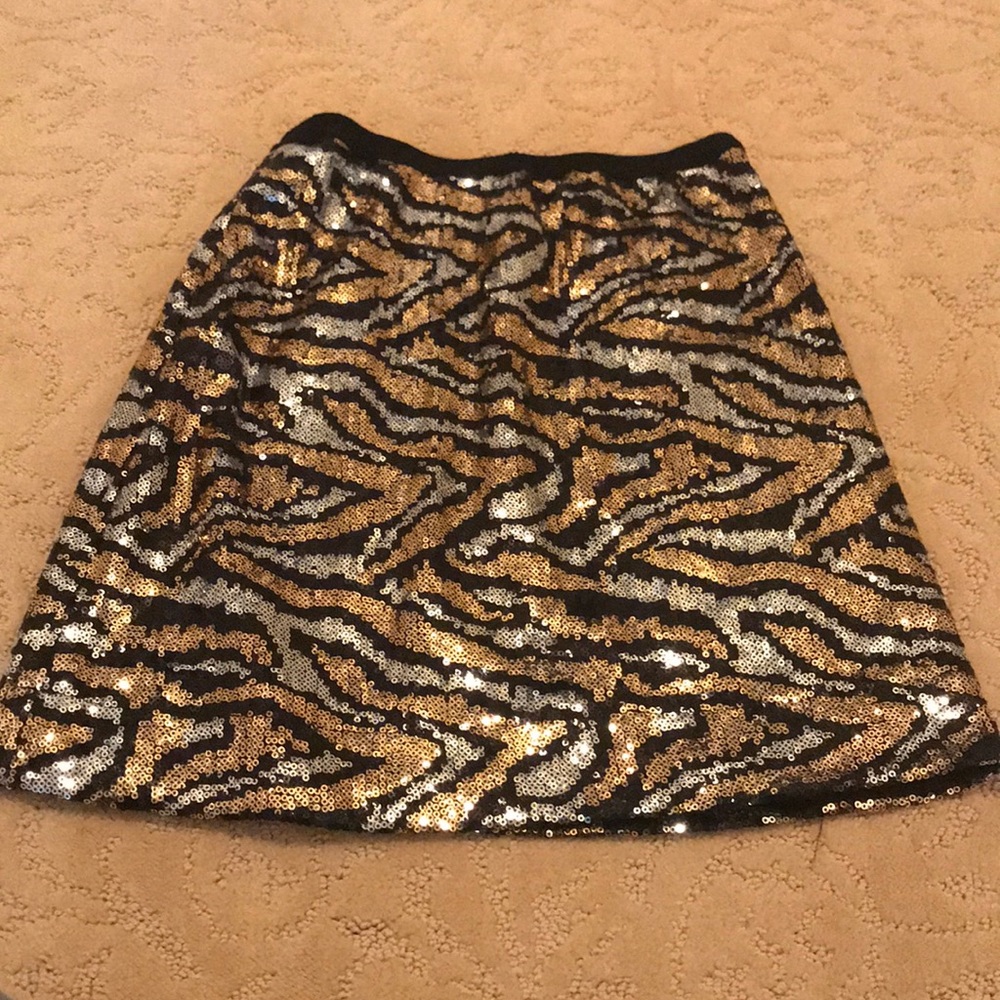 Animal print sequin mini skirt